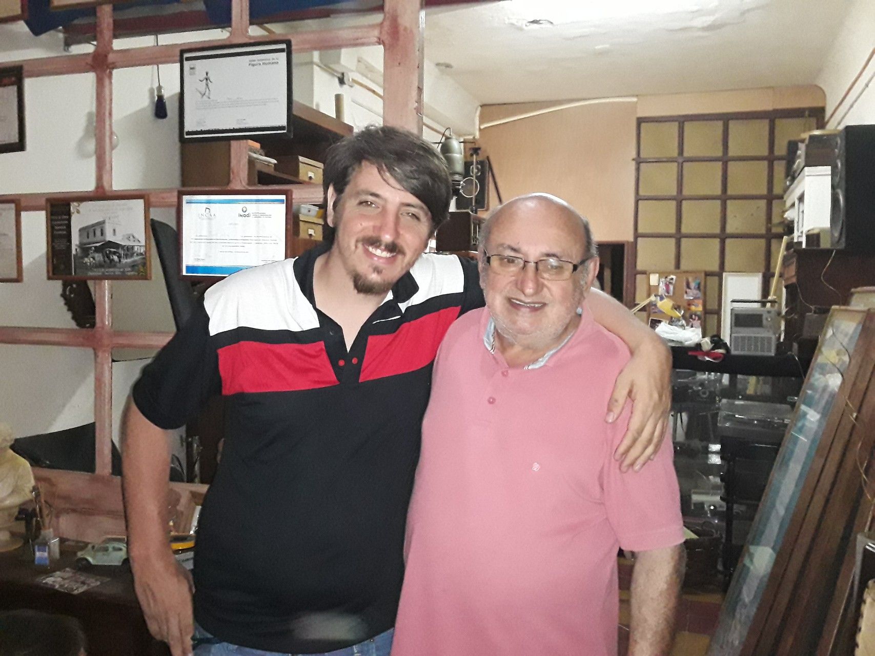 Jaluf y Horacio en el taller de Urquiza 368 (2020). Fotografía: Verónica Romero.